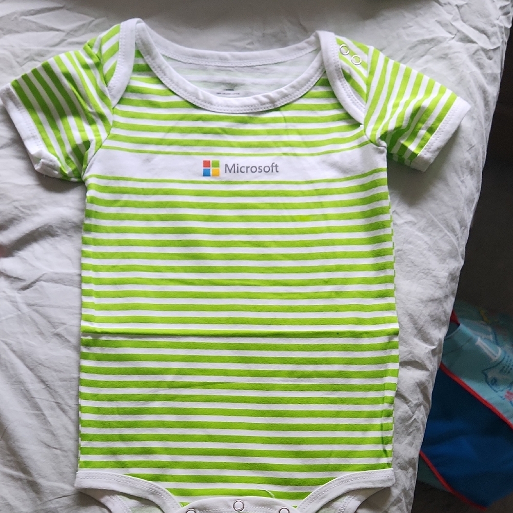 Microsoft Lime and White Striped Bodysuit